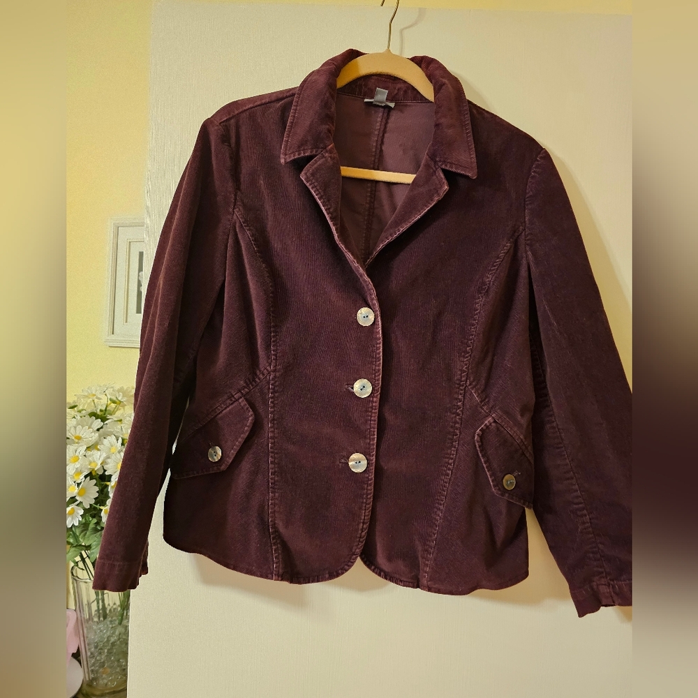 J. Jill Corduroy Burgundy Blazer- Petite Medium
